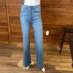 RACHEL Rachel Roy Medium Wash High-Rise Button-Fly Flare Jeans